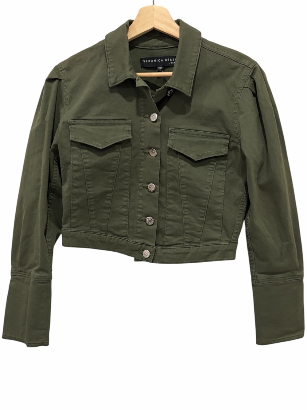Veronica Beard Cropped Olive Jean Jacket